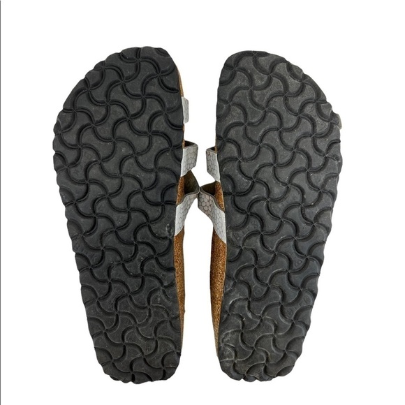 Birkenstock Birki’s Silver Printed Slip On Sandals - Picture 10 of 14